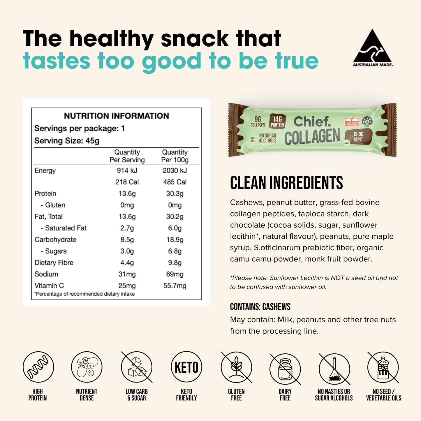 CHIEF PROTEIN BAR CHOC MINT