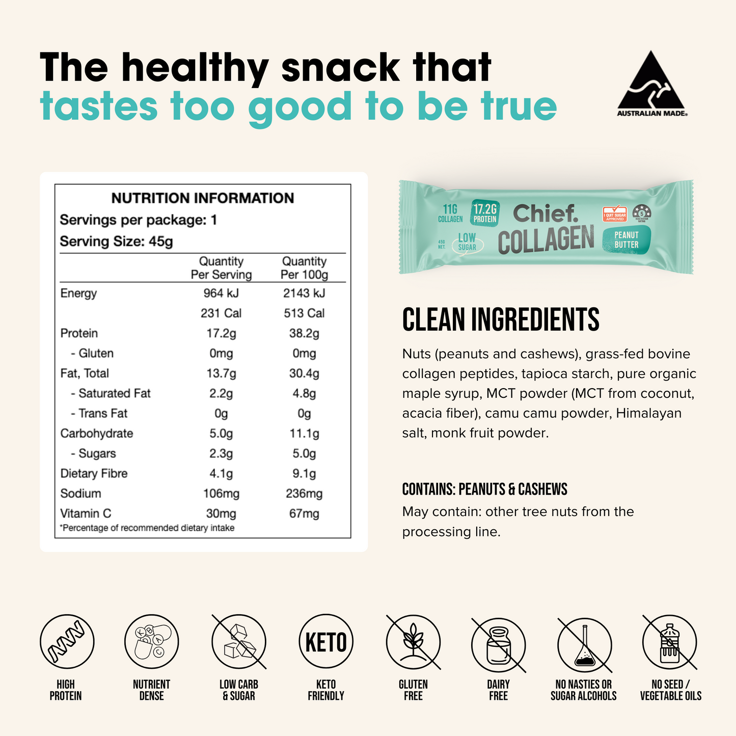 CHIEF PROTEIN BAR PEANUT BUTTE